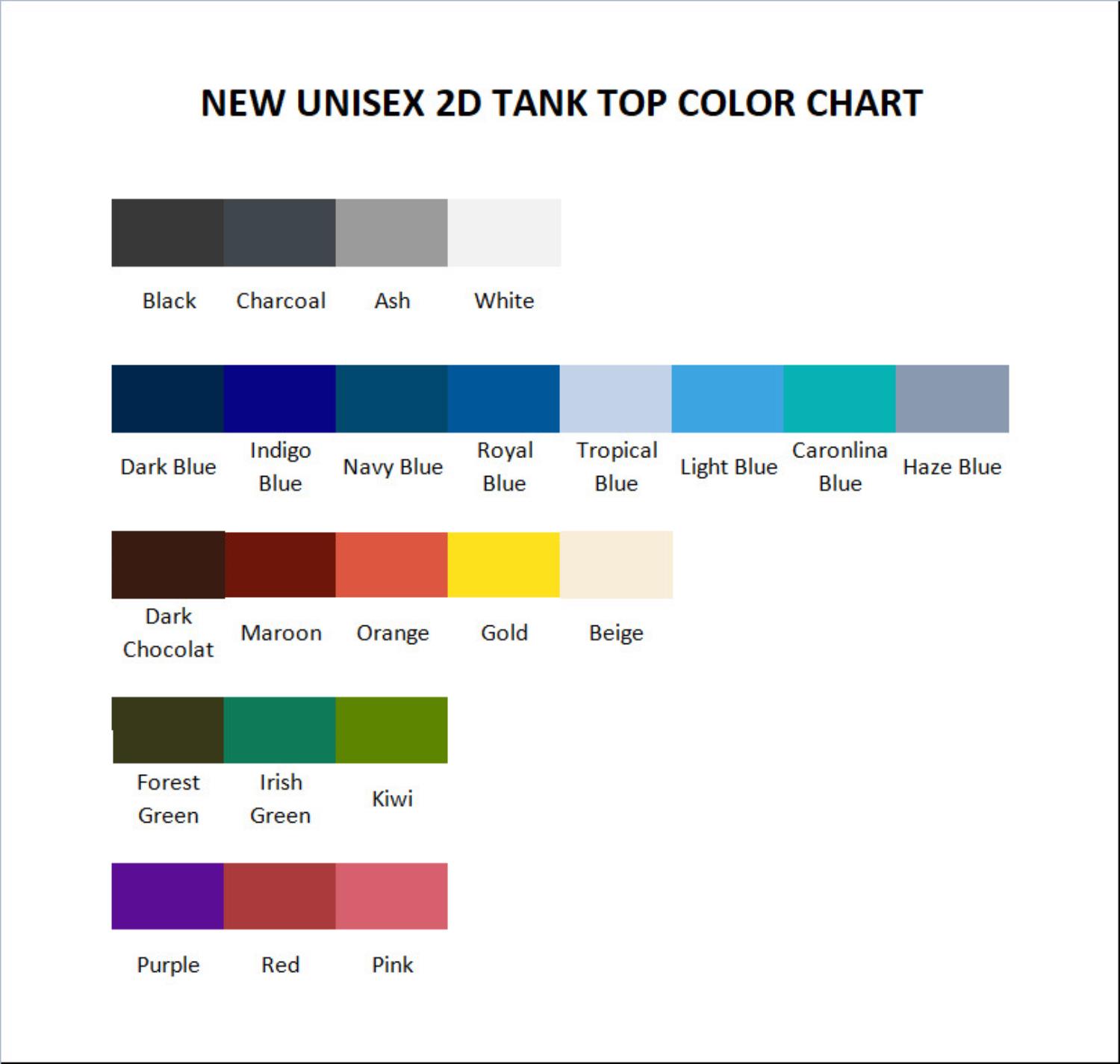 tank top color chart - Sherlock Holmes Shop