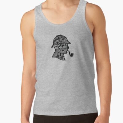 Eliminated The Impossible Dark Sherlock Holmes Silhouette Quote Tank Top