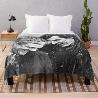 Sherlock Johnlock Laughing In The Snow Throw Blanket