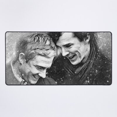 Sherlock Johnlock Laughing In The Snow Mouse Pad